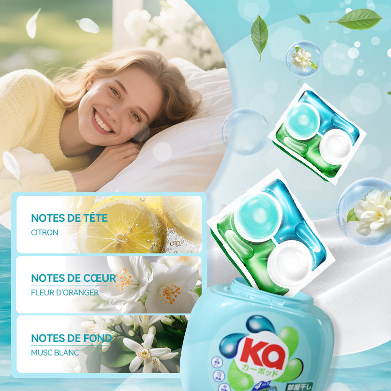 KaPOD - Capsules de lessive 4en1 ultra-concentrées - Fabriqué au Japon - 100 lavages