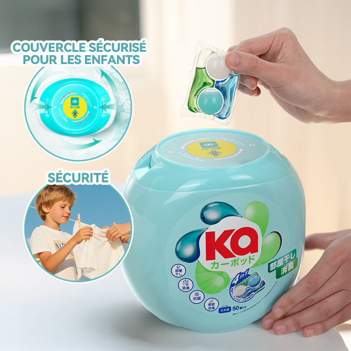 KaPOD - Capsules de lessive 4en1 ultra-concentrées - Fabriqué au Japon - 100 lavages